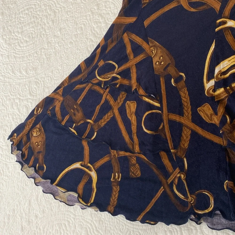 Ralph Lauren Blue and Gold Bubble Skirt Knee-Length Cocktail - Picture 8 of 12